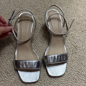 Sandro Paris Silver Ankle Strap Sandals